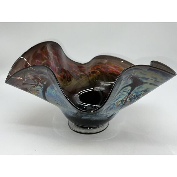 Buzz Williams Studio Art Glass Bowl Abstract Shape Alder House Signed 2004 Bowl - Picture 12 of 14